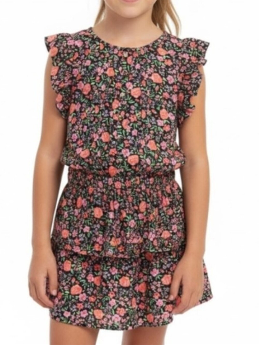 Lemon Kiss Floral Kids Skorts Set Pink Ruffled Co Ord Top Skirt Outfit Girls 12